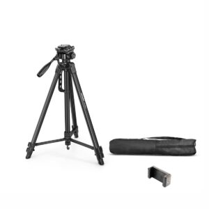 Discover the Digitek DTR 550LW tripod with adjustable height, quick-release head, and strong aluminium build for stable, professional shooting. with carry bag and mobile phone holder inside the box