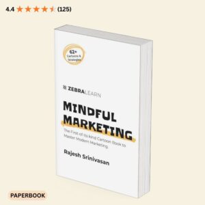 Mindful Marketing book by Rajesh Srinivasan, a modern marketing guide with illustrations, paperback edition