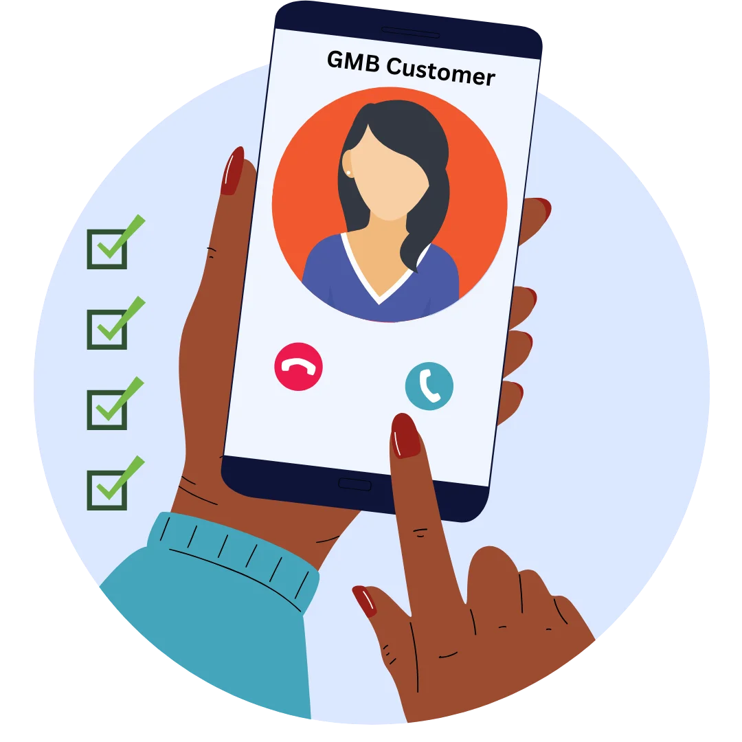 Hand selecting a verified customer profile on a mobile screen, representing lead qualification, user verification, and CRM selection.