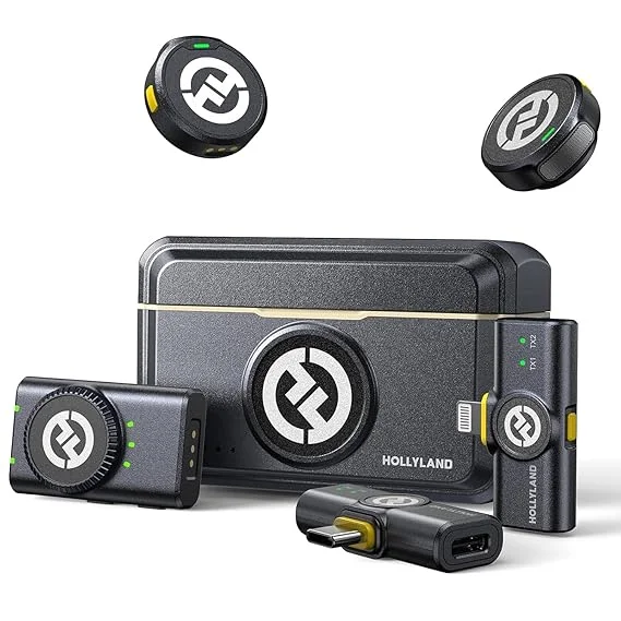 Hollyland Lark M2 wireless microphone for mobile and camera with noise cancellation and charging case