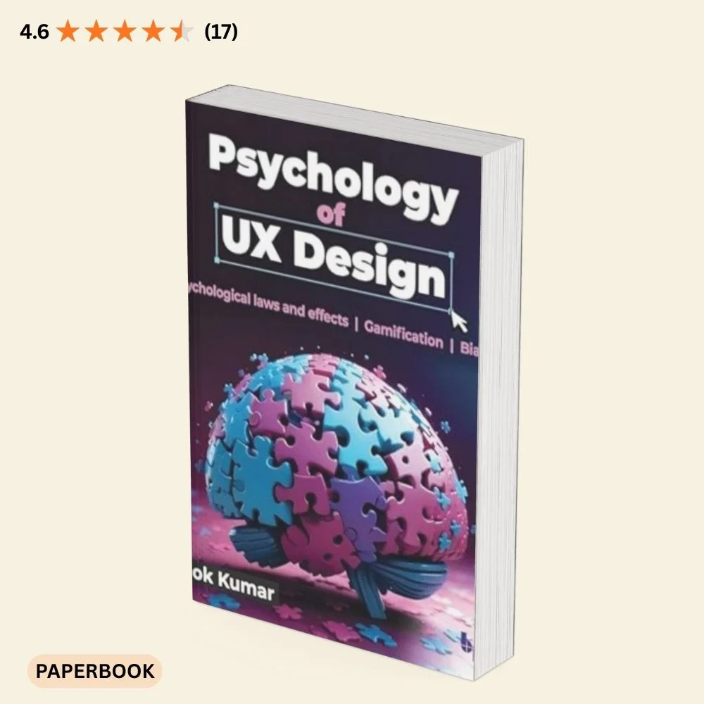 Design psychology for UX book cover featuring a colorful brain made of puzzle pieces, representing user experience and human psychology.