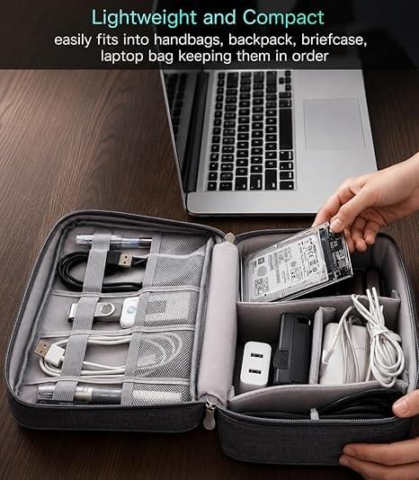 SaleOn Cable Organizer Case Bag – Electronics Accessories Travel Gadget & Hard Disk Bag – Water-Resistant Portable Storage, Sleek Black (6-Month Warranty) - Image 3