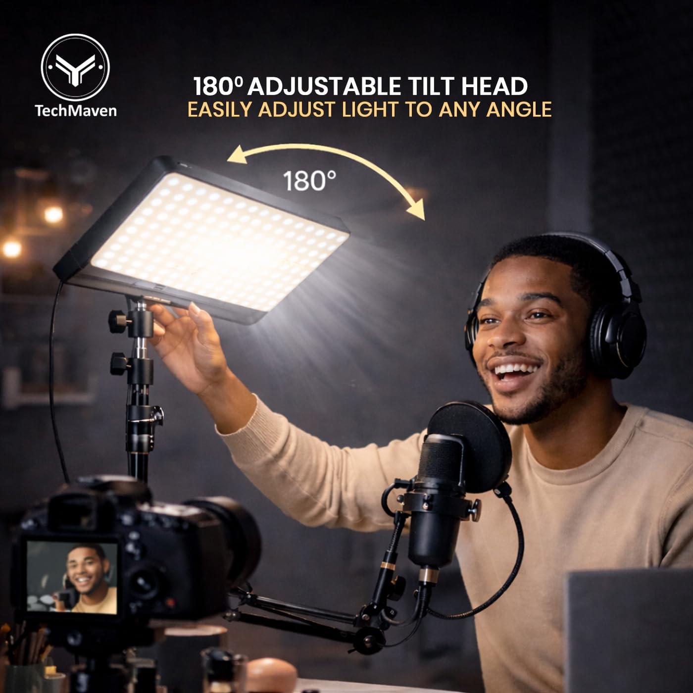 Studio Panel Light for Video & Photography with Tripod Stand | Content Creation Lighting with Video Recording & Remote Control | 3000K-6500K | 7Ft 360 Rotatable Tripod - Image 4
