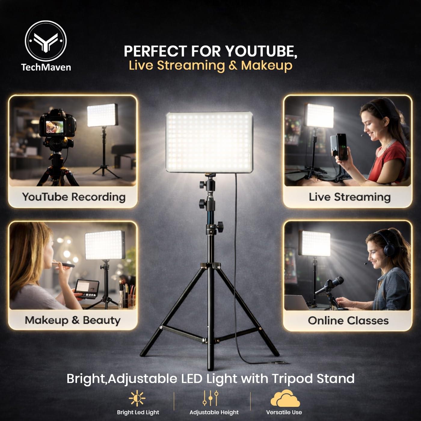 Studio Panel Light for Video & Photography with Tripod Stand | Content Creation Lighting with Video Recording & Remote Control | 3000K-6500K | 7Ft 360 Rotatable Tripod - Image 2