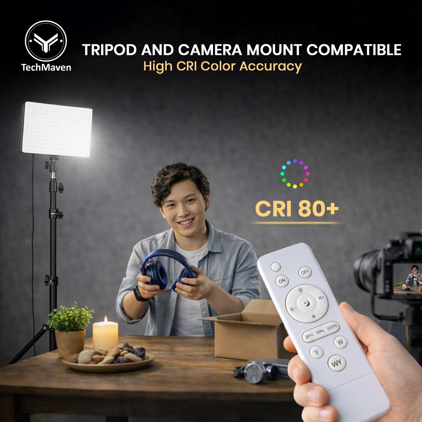 Studio Panel Light for Video & Photography with Tripod Stand | Content Creation Lighting with Video Recording & Remote Control | 3000K-6500K | 7Ft 360 Rotatable Tripod - Image 3