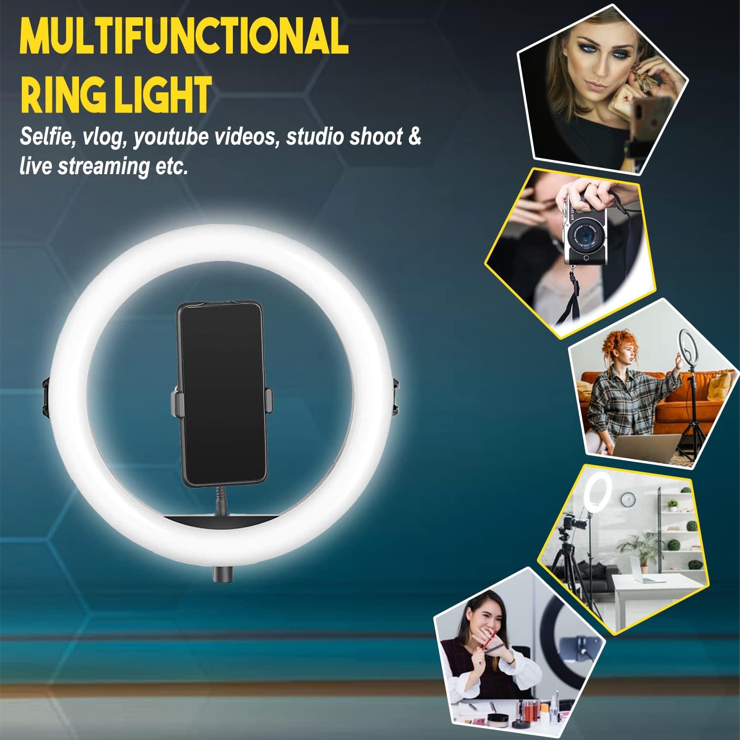 Professional (10 inch) LED Ring Light with Tripod Stand & Bluetooth Remote for Mobile Phones & Camera, 3 Temperature Mode Dimmable Lighting - Image 5