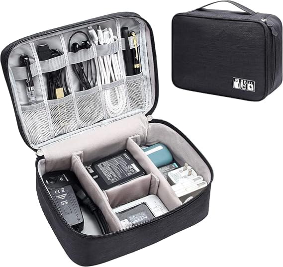 SaleOn Cable Organizer Case Bag – Electronics Accessories Travel Gadget & Hard Disk Bag – Water-Resistant Portable Storage, Sleek Black (6-Month Warranty)